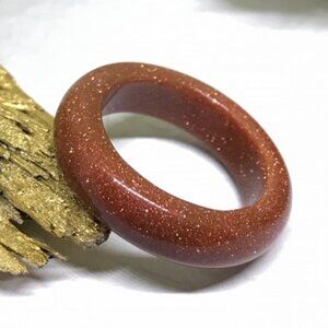 Solid Carved Goldstone Gemstone Ring-size 6.5